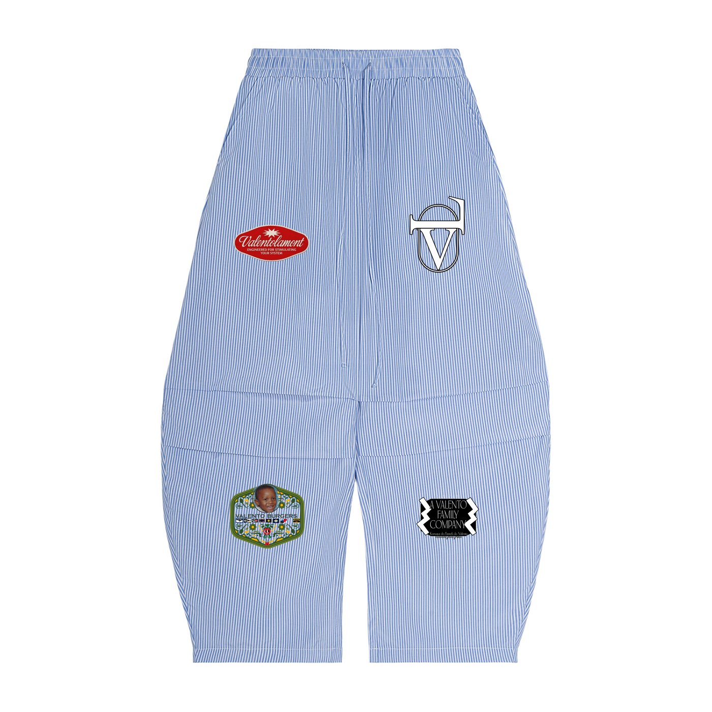 Vertical Stripe Drawstring Barrel Pants