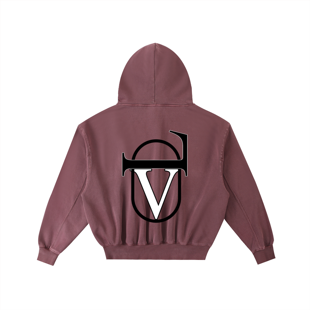 Frayed Enzyme Washed Fleece Hoodie