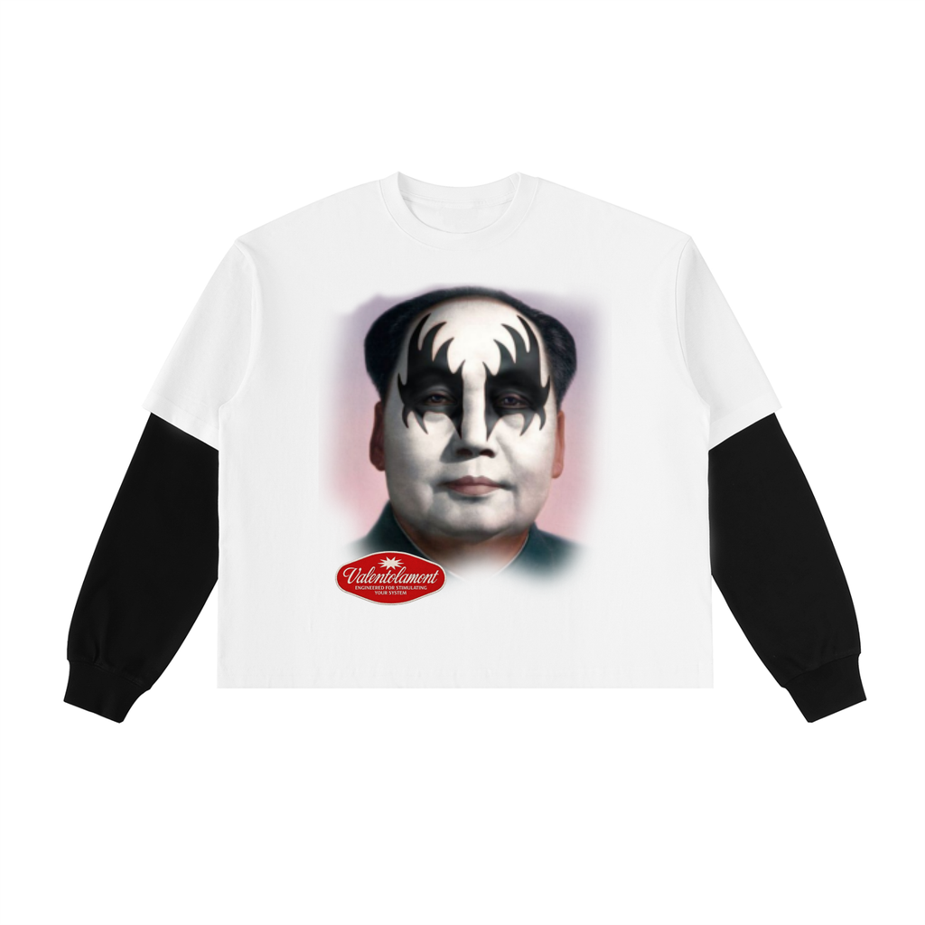 Layered Contrast Sleeve Cotton T-Shirt