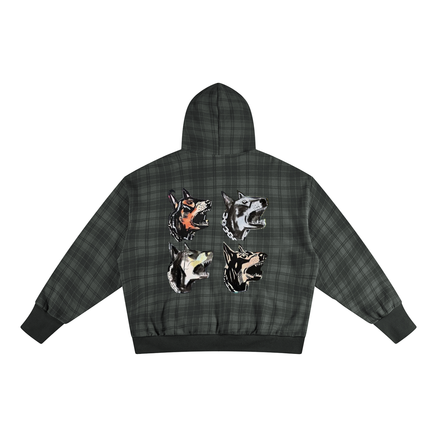 V Plaid Color Block Hoodie