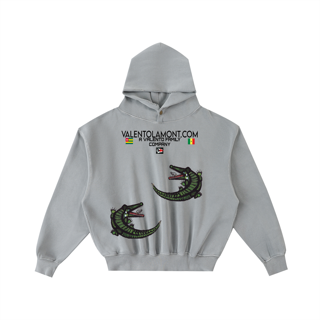Frayed Enzyme Washed Fleece Hoodie
