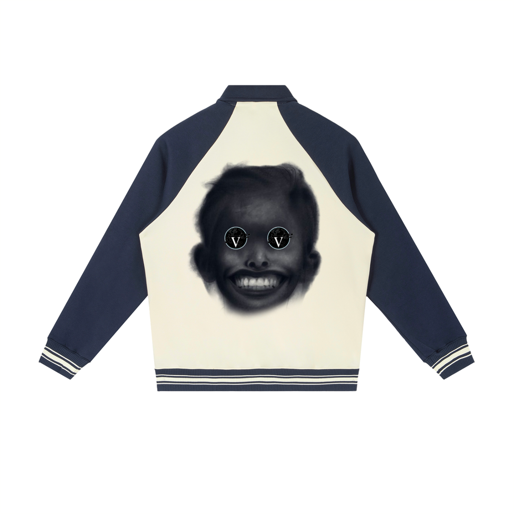 Contrast Raglan Sleeve Baseball Jacket