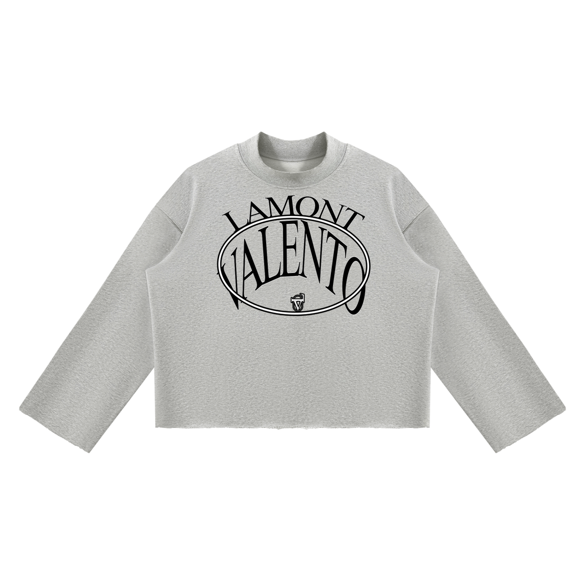 V Mock Neck Raw Edge Boxy Sweatshirt