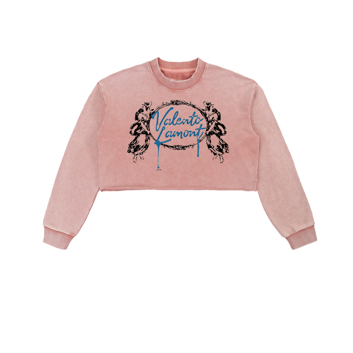 Snow Washed Raw Edge Cropped Sweatshirt