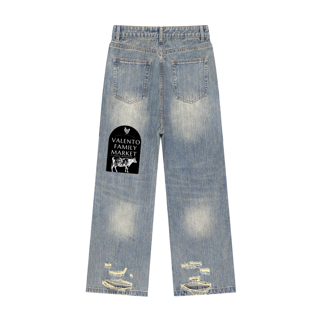 Vintage Wash Distressed Denim Jeans