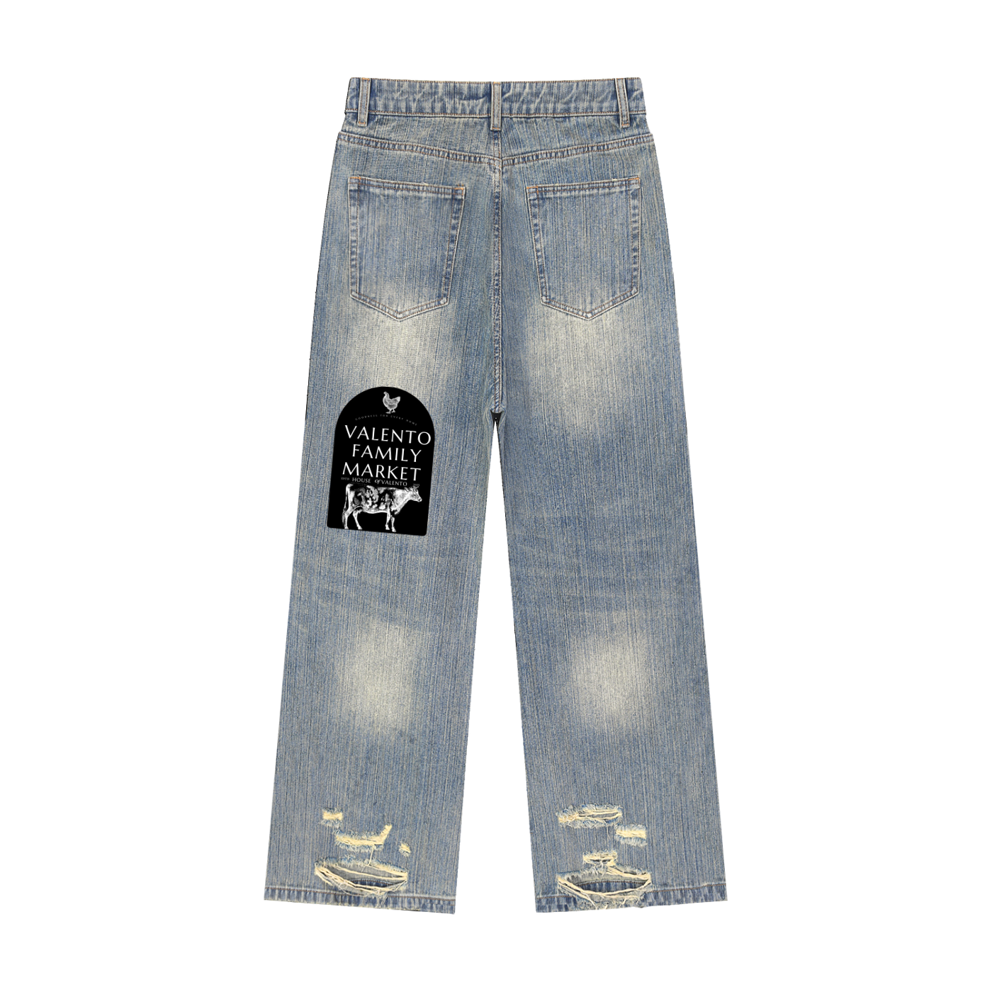 Vintage Wash Distressed Denim Jeans
