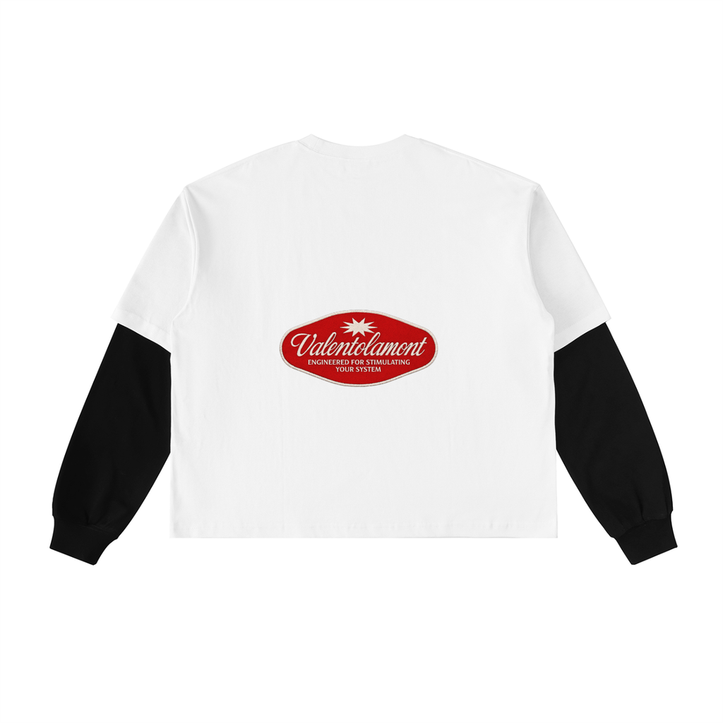 Layered Contrast Sleeve Cotton T-Shirt