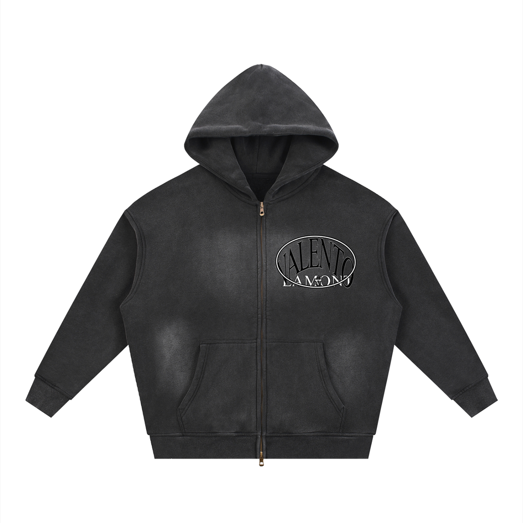 Sunfade Two-way Zipper Boxy Fleece Hoodie