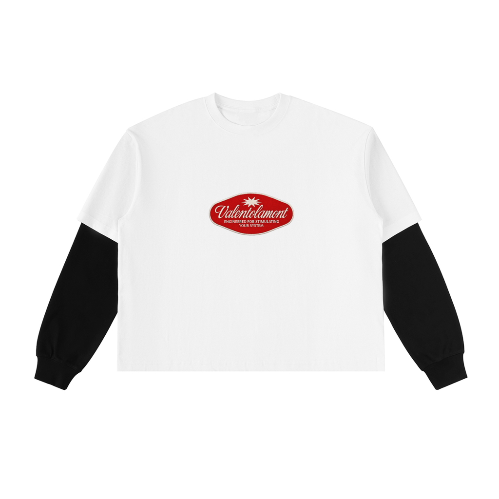 Layered Contrast Sleeve Cotton T-Shirt