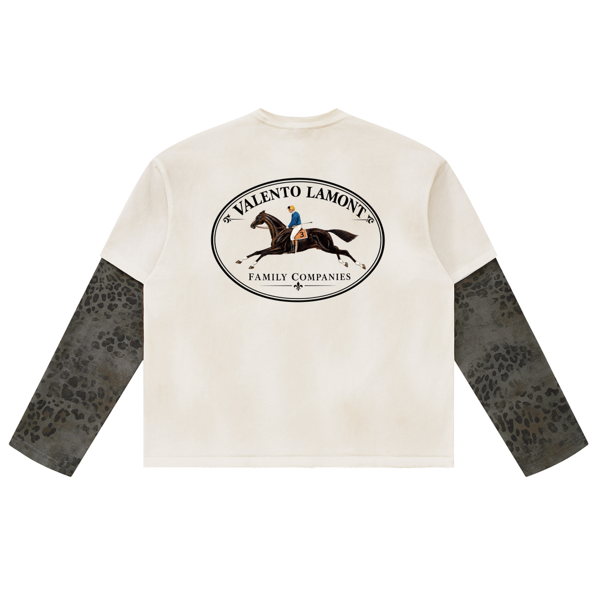 Unisex Vintage Wash Leopard Paneled Layer T-Shirt