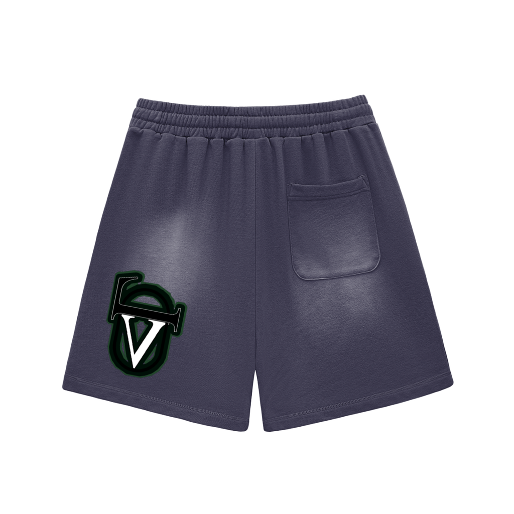 Sun Fade Raw Edge Cotton Shorts