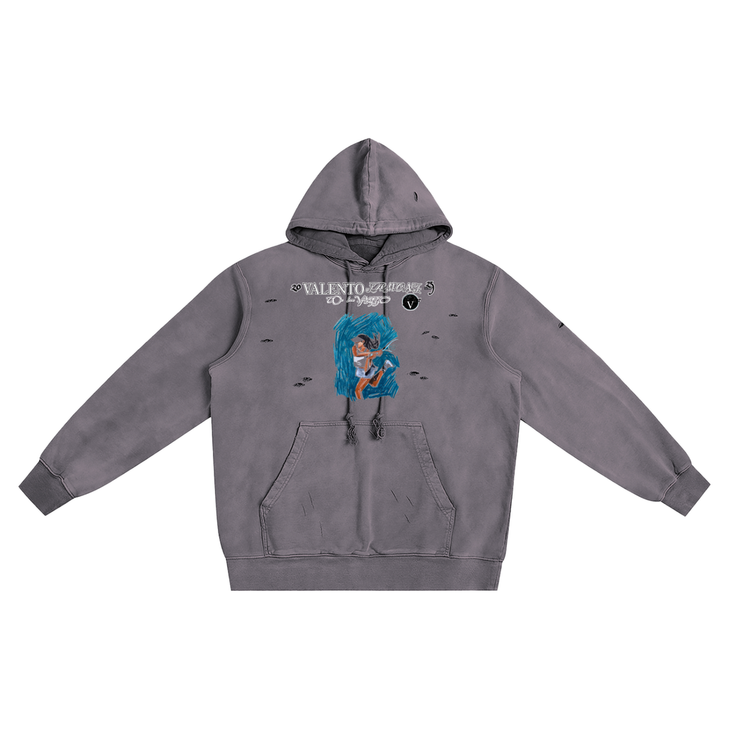 Heavyweight Pure Cotton Hand-Frayed Monkey Washed Hoodie