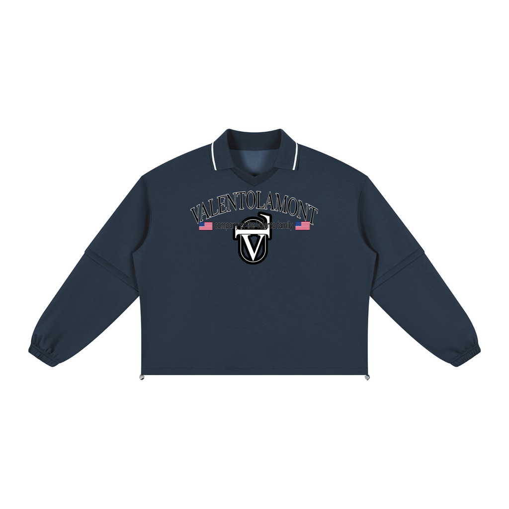 V Boxy Collared Detachable Sweatshirt