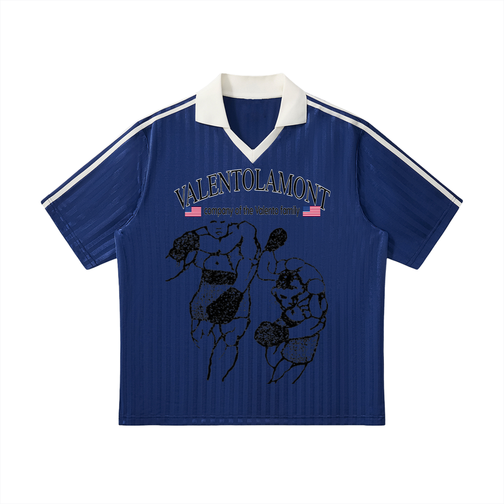 Contrast Collar Striped Soccer Jersey