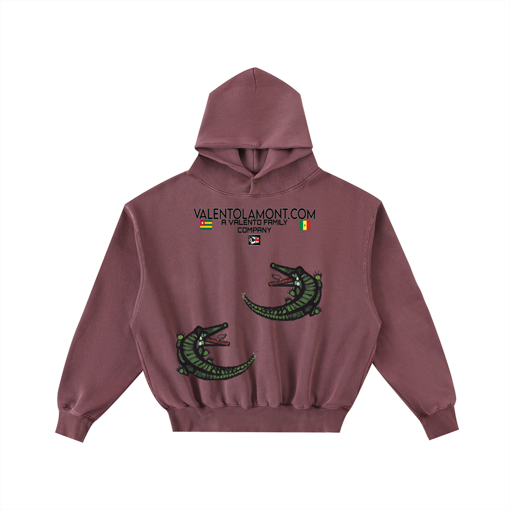 Frayed Enzyme Washed Fleece Hoodie