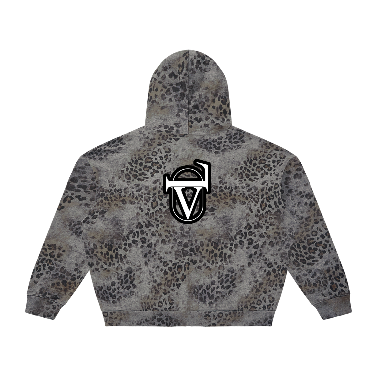 Unisex Vintage Wash Leopard Full Zip Hoodie