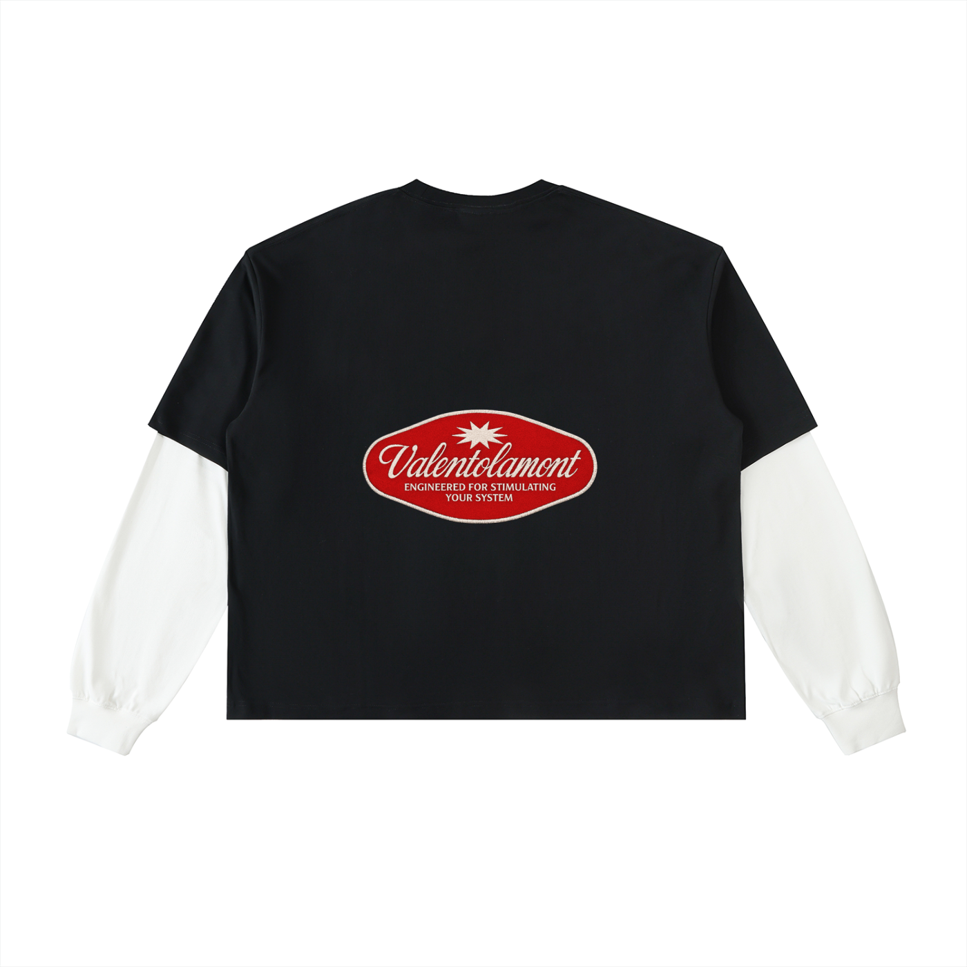 Layered Contrast Sleeve Cotton T-Shirt