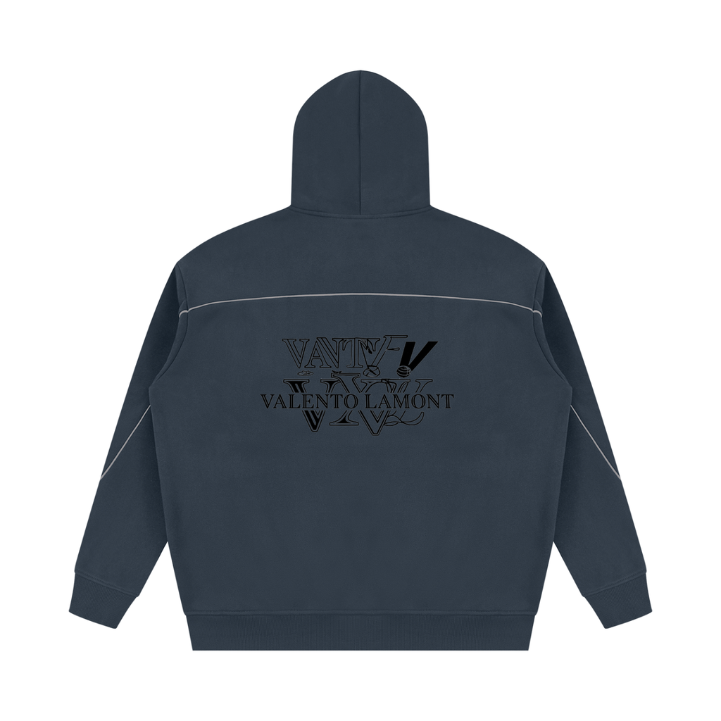 V Oversized Piping Fleece Hoodie