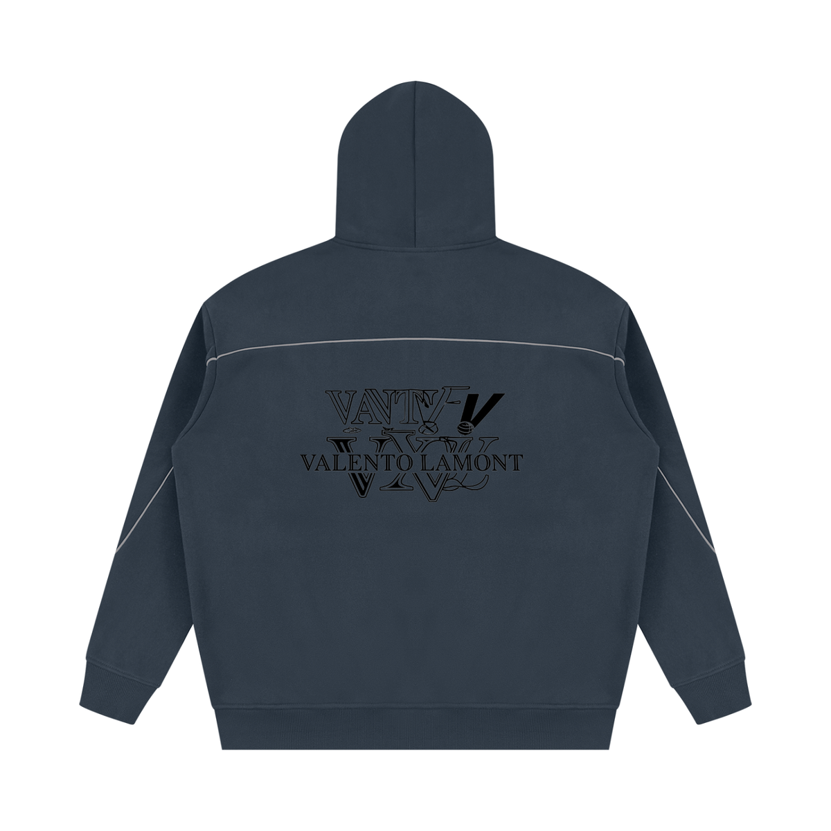 V Oversized Piping Fleece Hoodie