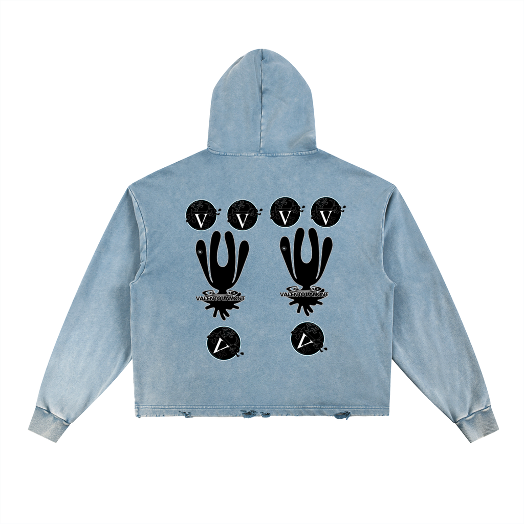 Vintage Washed Frayed-Hem Hoodie