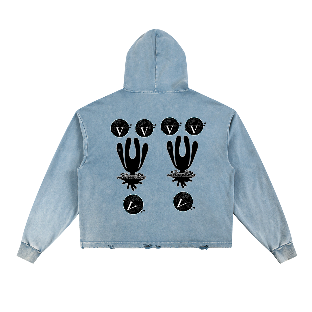 Vintage Washed Frayed-Hem Hoodie