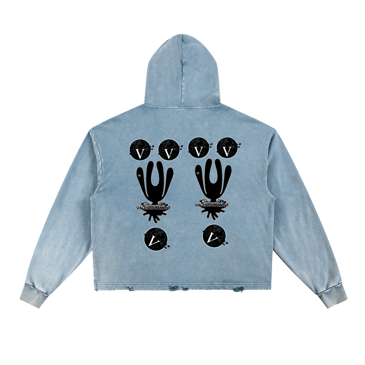 Vintage Washed Frayed-Hem Hoodie
