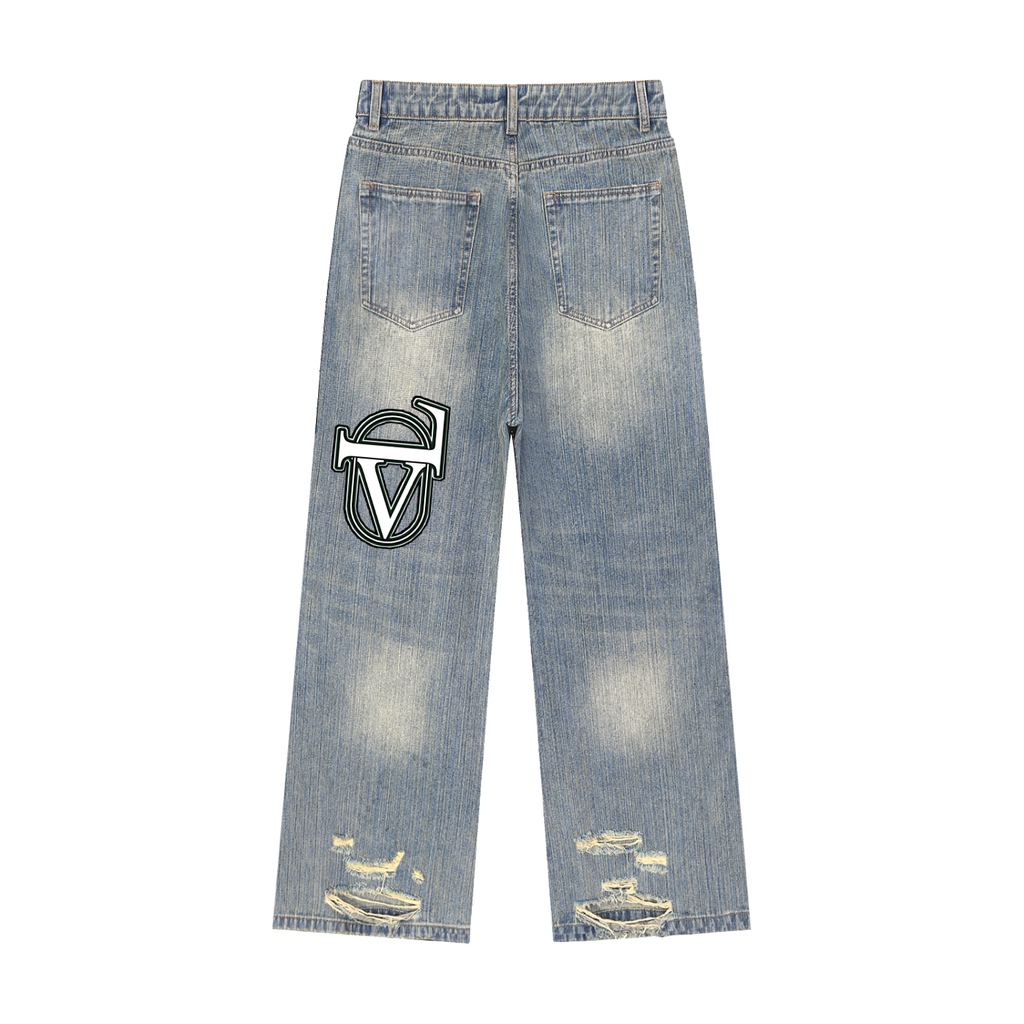 Vintage Wash Distressed Denim Jeans