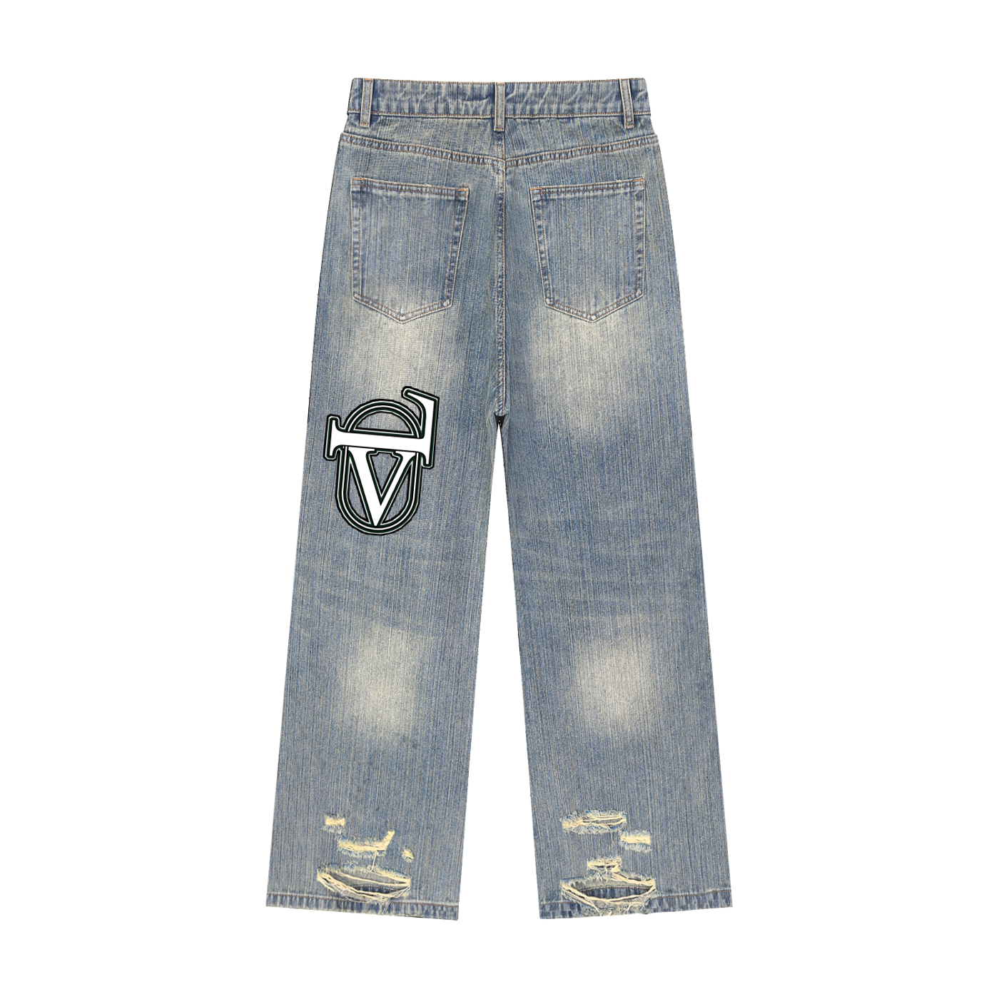 Vintage Wash Distressed Denim Jeans