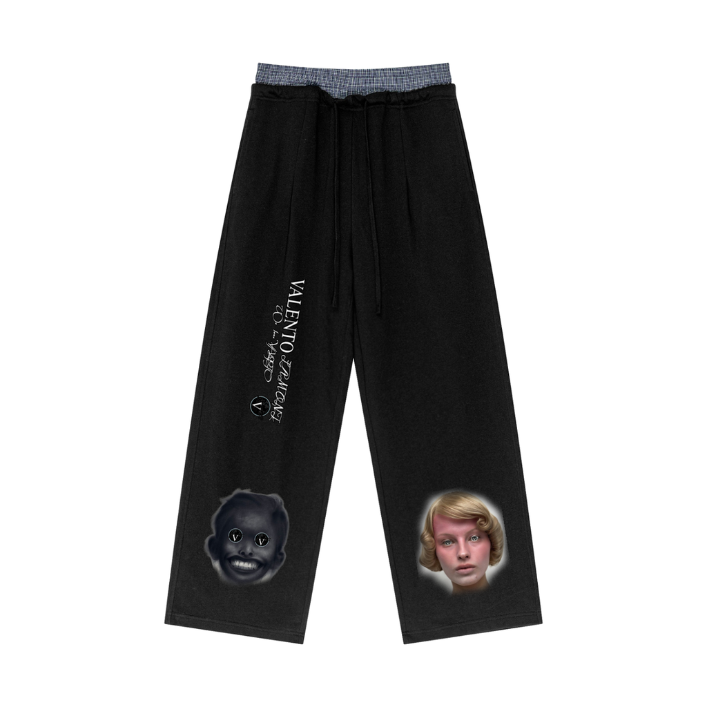 Plaid Contrast Waist Pants