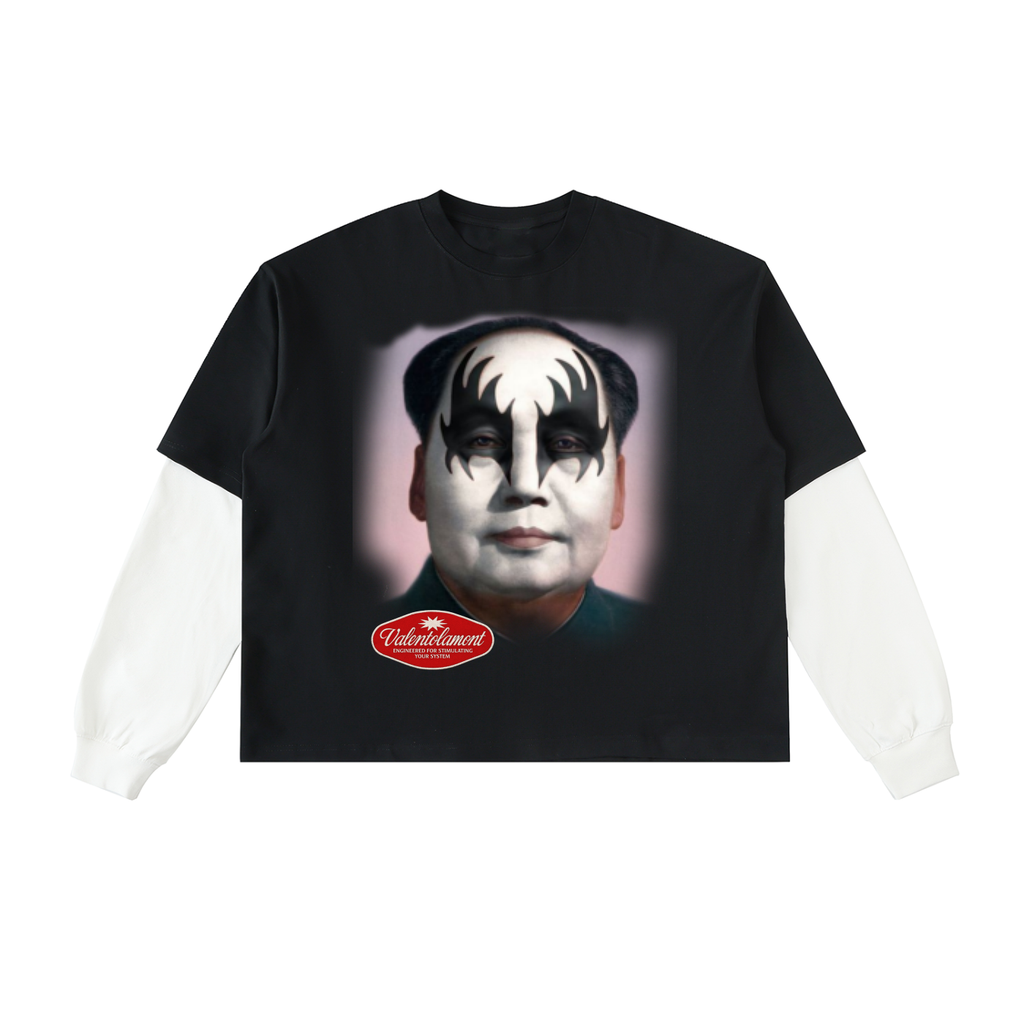 Layered Contrast Sleeve Cotton T-Shirt