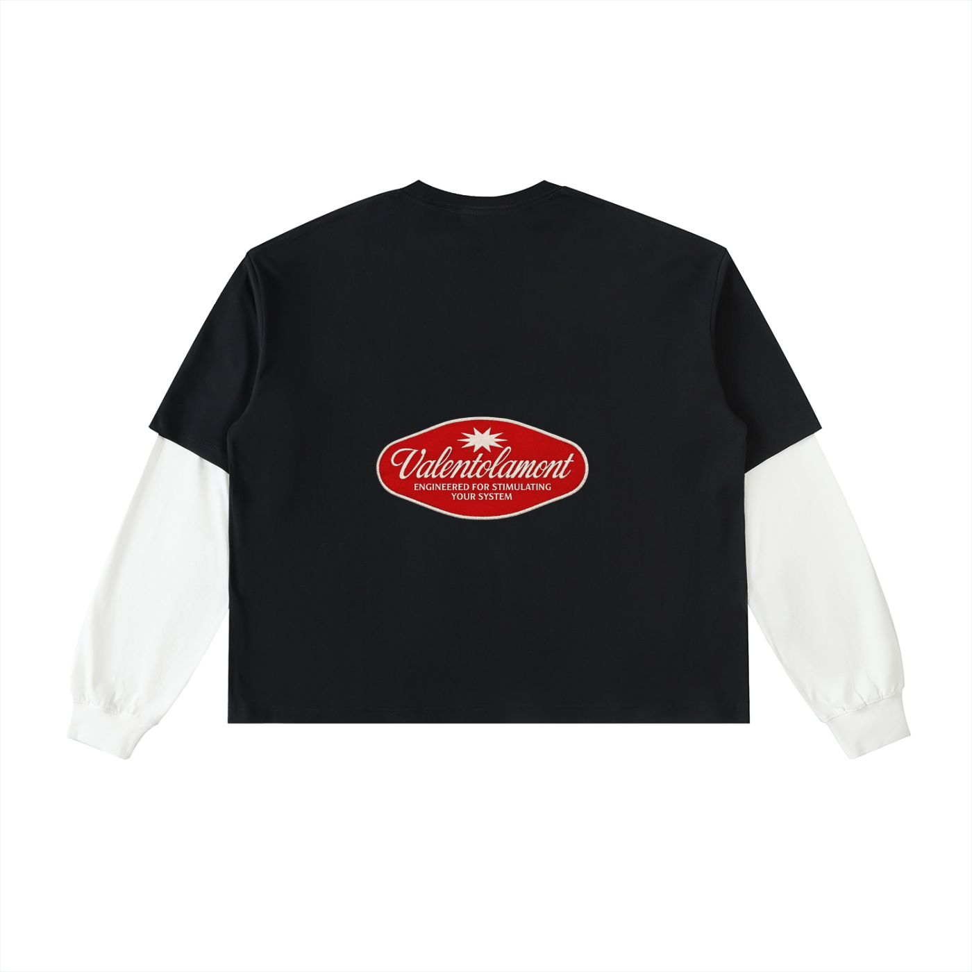 Layered Contrast Sleeve Cotton T-Shirt