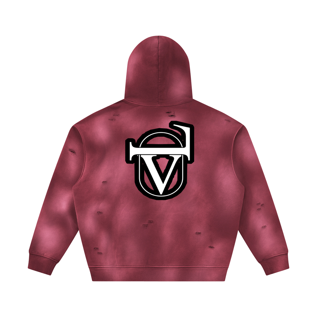 Unisex Sunfade Frayed Fleece Hoodie