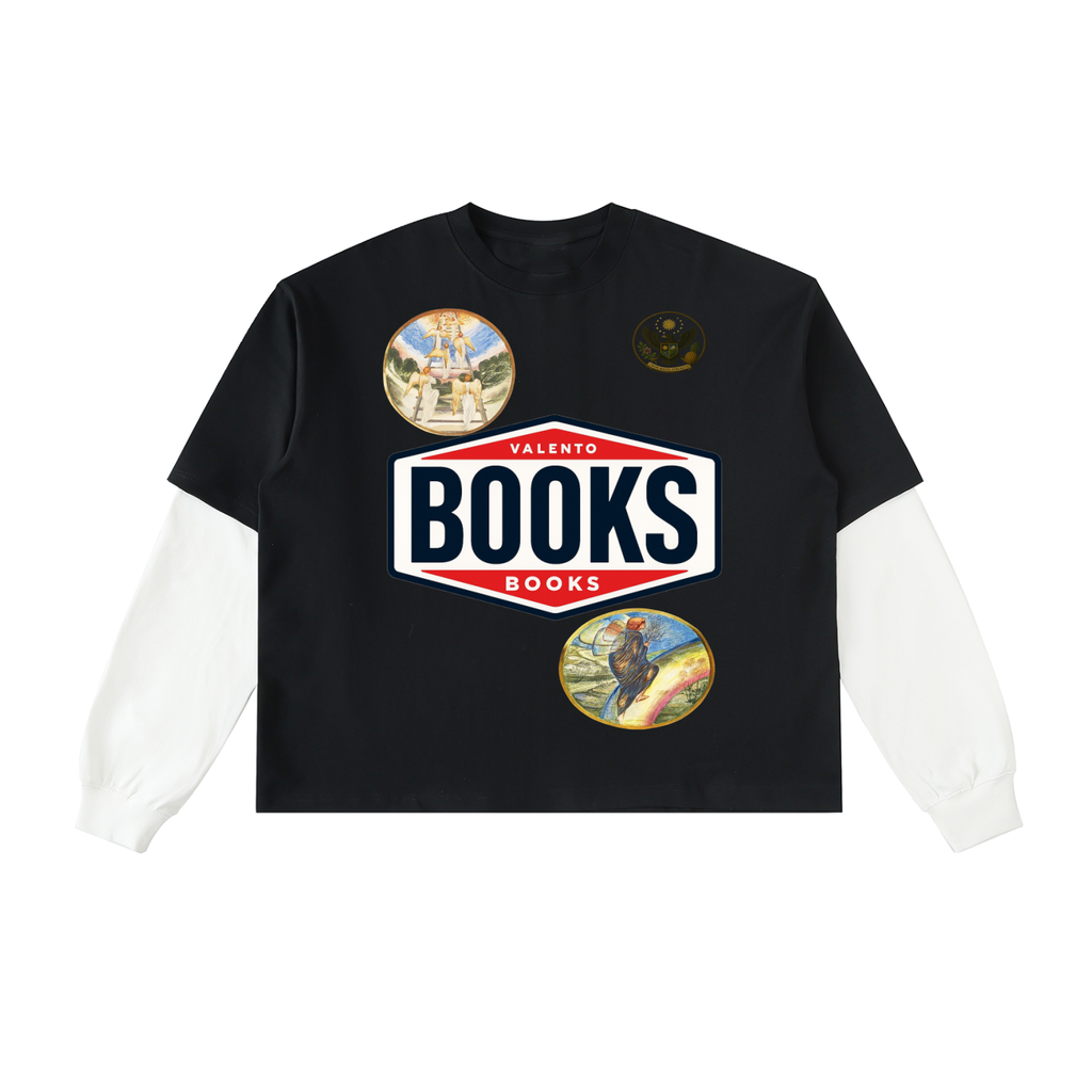 Layered Contrast Sleeve Cotton T-Shirt