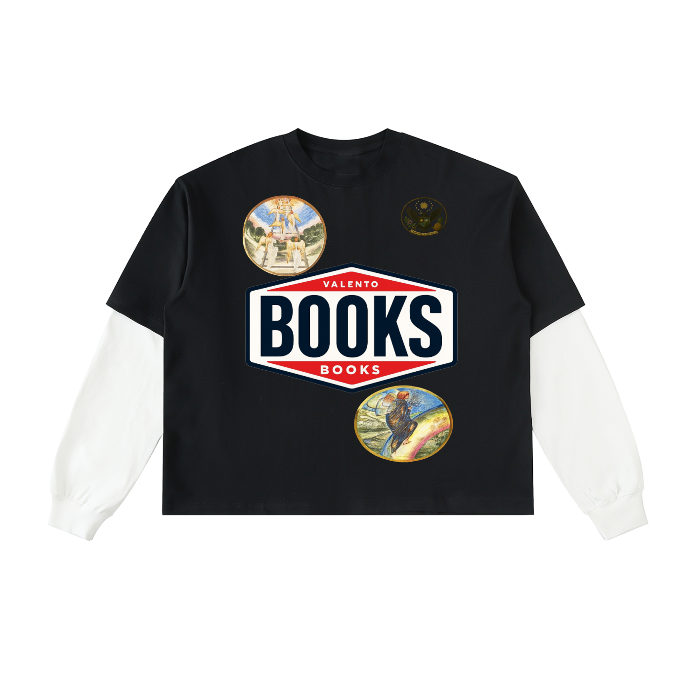 Layered Contrast Sleeve Cotton T-Shirt