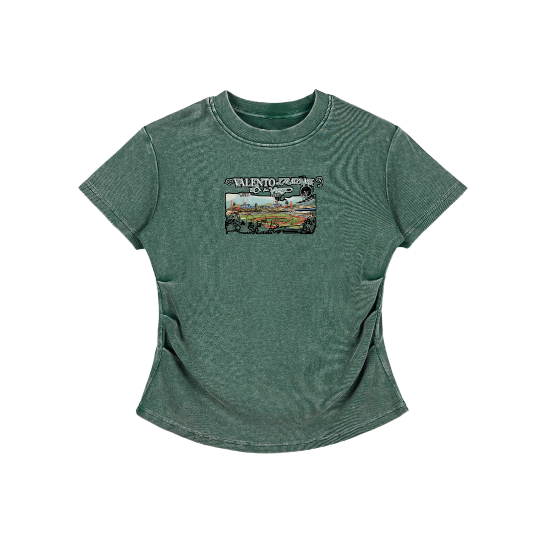 Vintaged-Wash Bodycon Cotton T-Shirt
