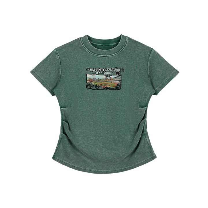 Vintaged-Wash Bodycon Cotton T-Shirt
