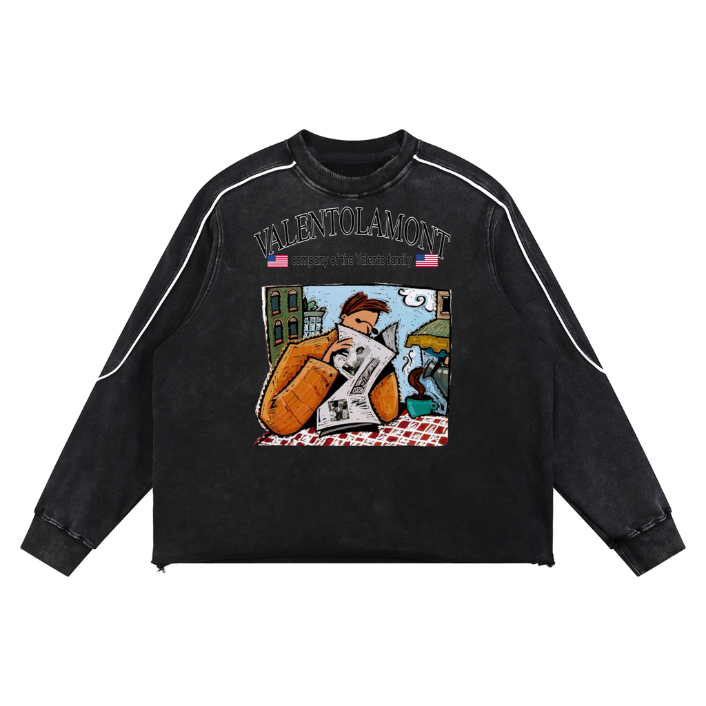 Mineral Wash Piping Raw Hem Sweatshirt