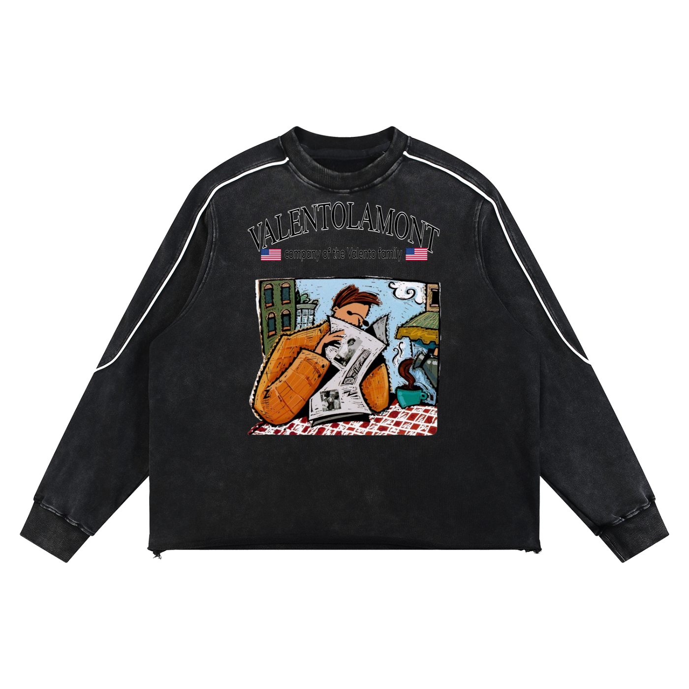 Mineral Wash Piping Raw Hem Sweatshirt