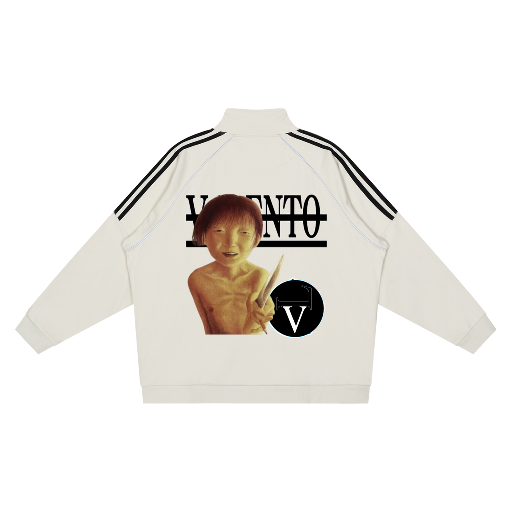 Reflection Striped Raglan Sleeve  Jacket