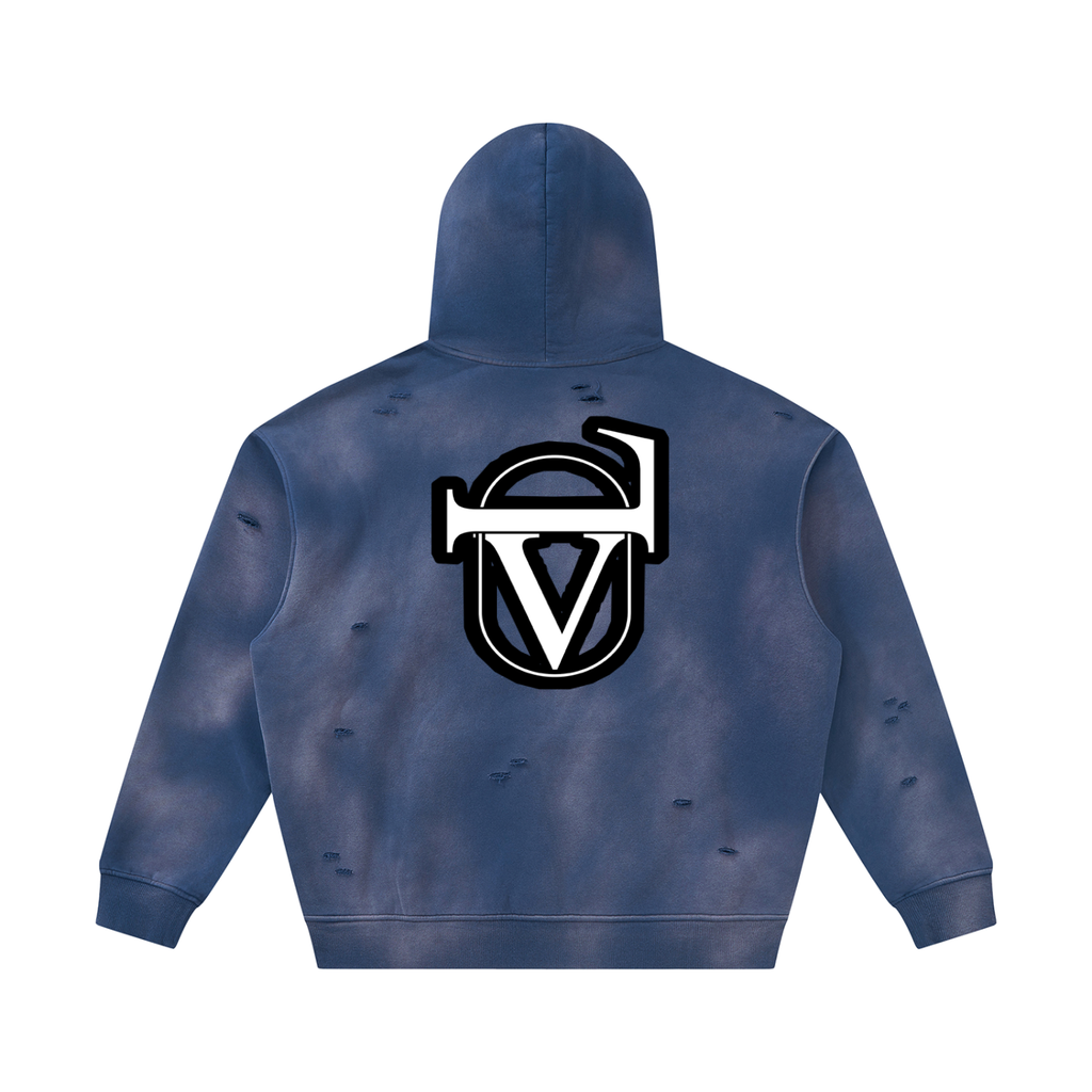Unisex Sunfade Frayed Fleece Hoodie