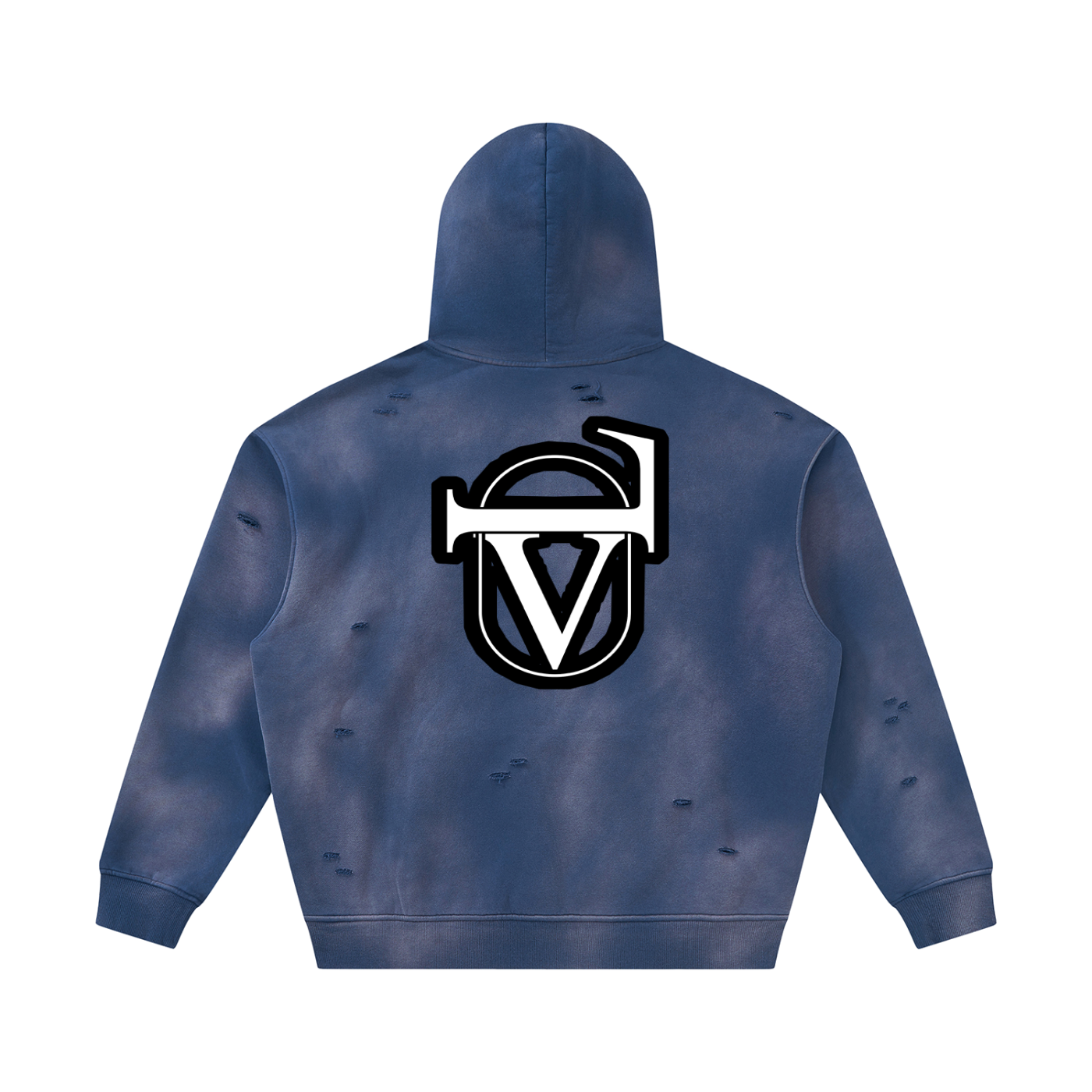 Unisex Sunfade Frayed Fleece Hoodie