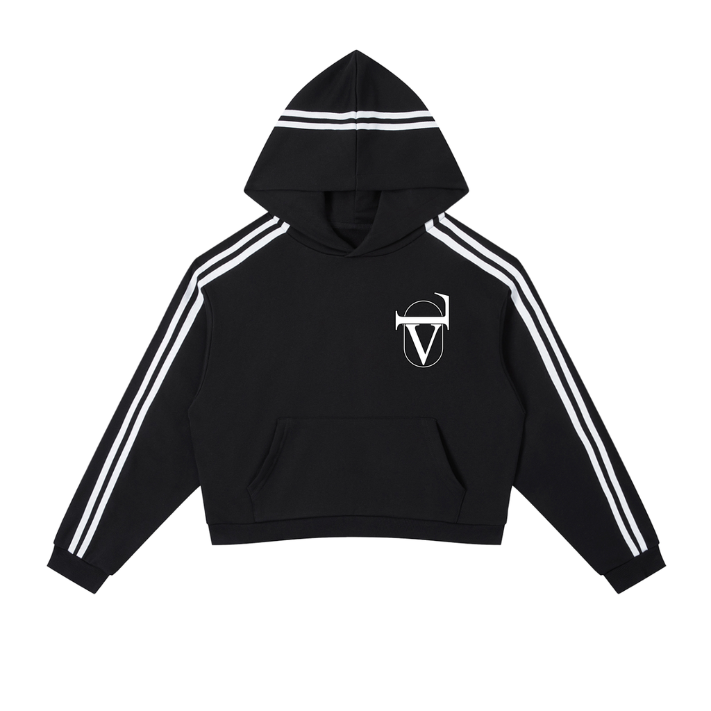 Contrast Side Stripe Cropped Hoodie