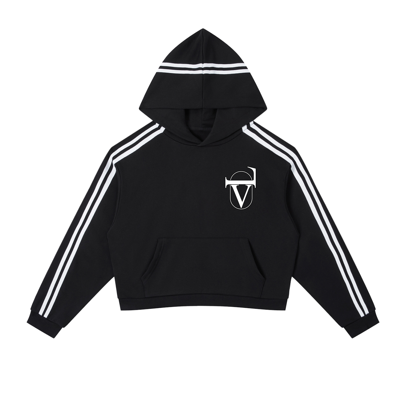 Contrast Side Stripe Cropped Hoodie