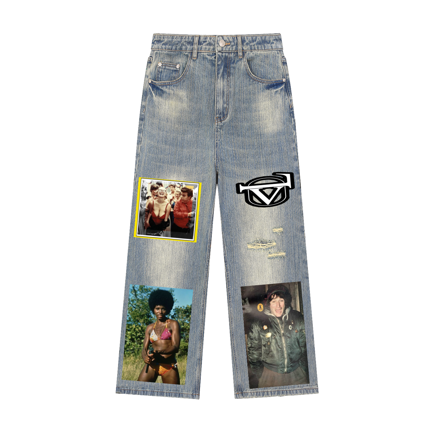 Vintage Wash Distressed Denim Jeans