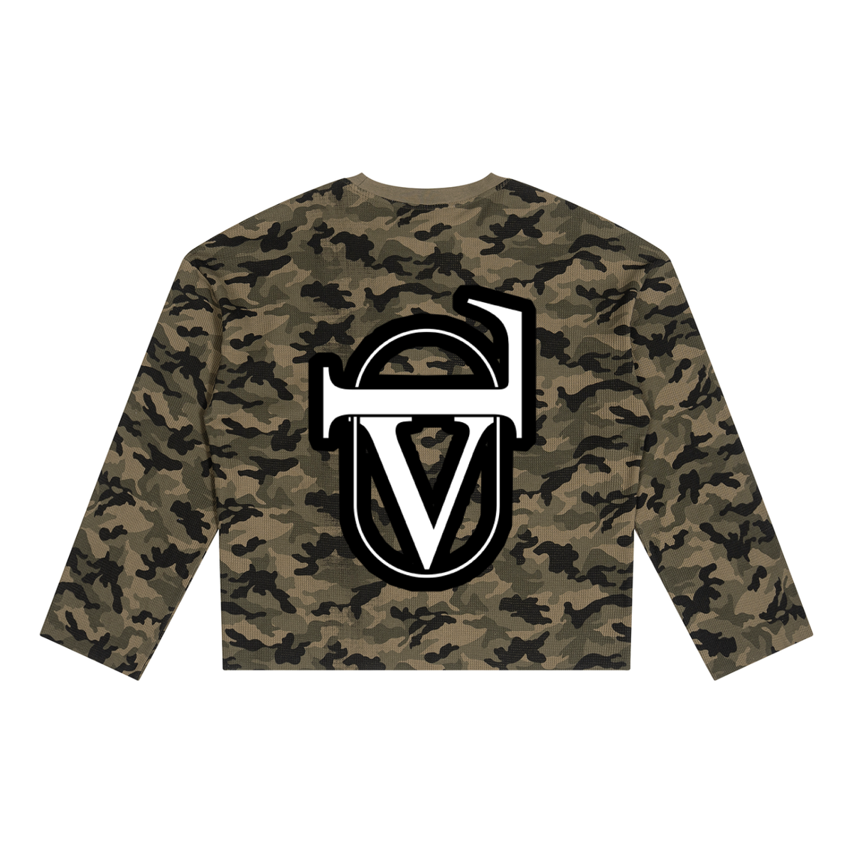 Unisex Camo Waffle Raw Edge T-Shirt