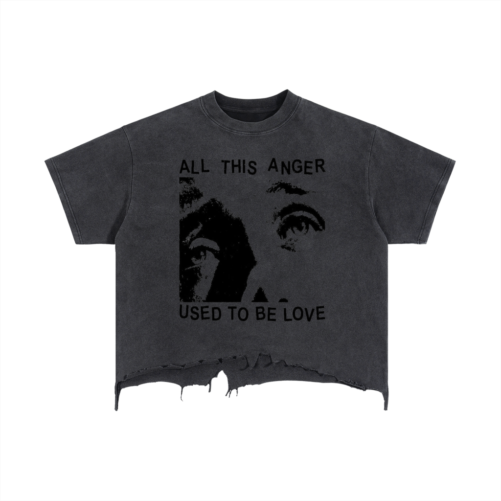 Vintage Wash Boxy Distressed Hem T-Shirt
