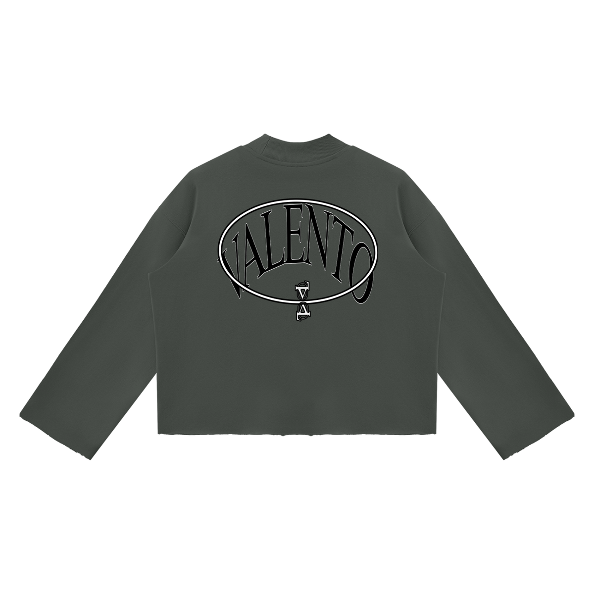 V Mock Neck Raw Edge Boxy Sweatshirt