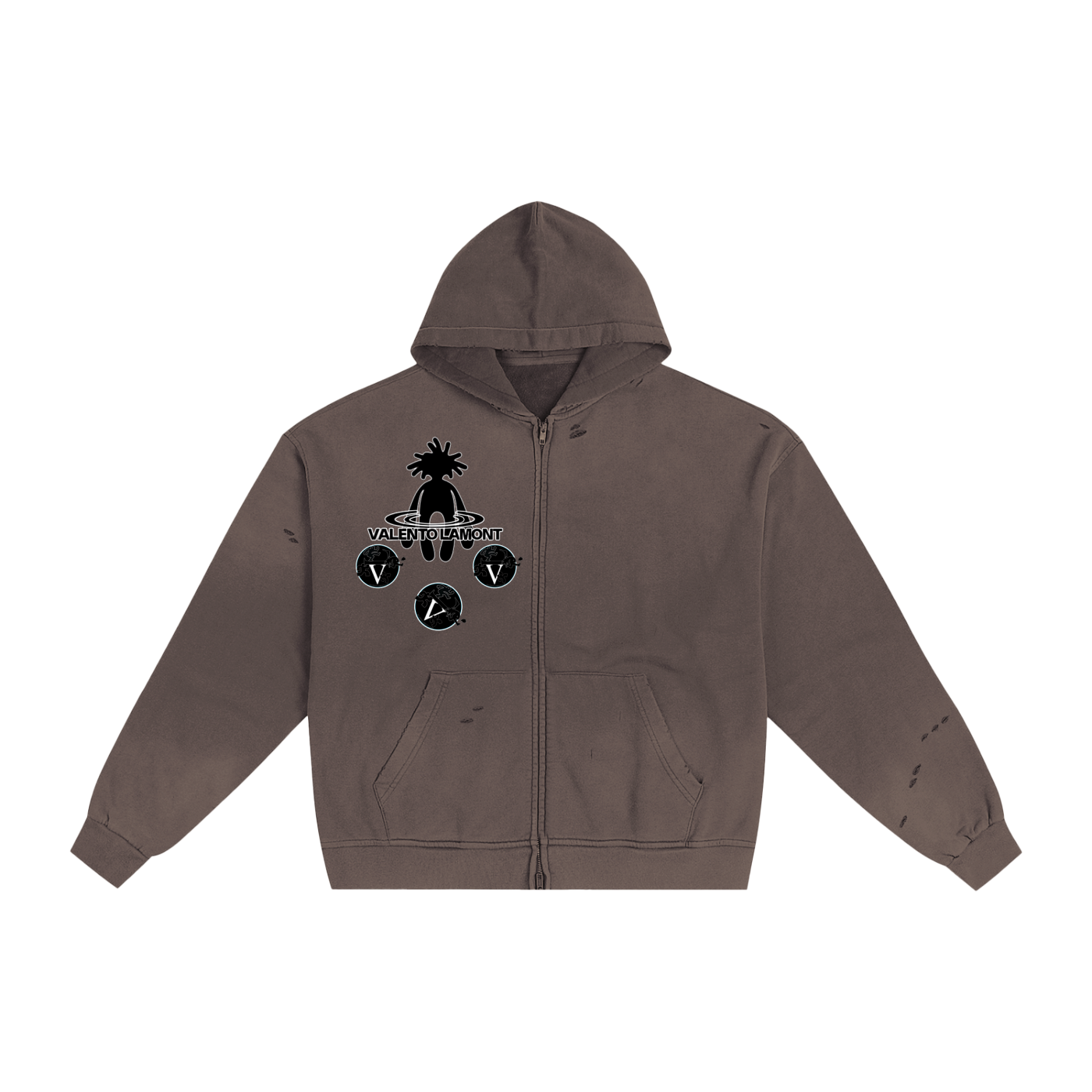 Hand-Frayed Sunfade Zip Hoodie