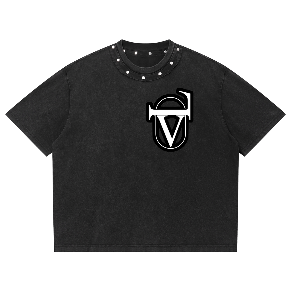 Unisex Washed Boxy Studded T-Shirt
