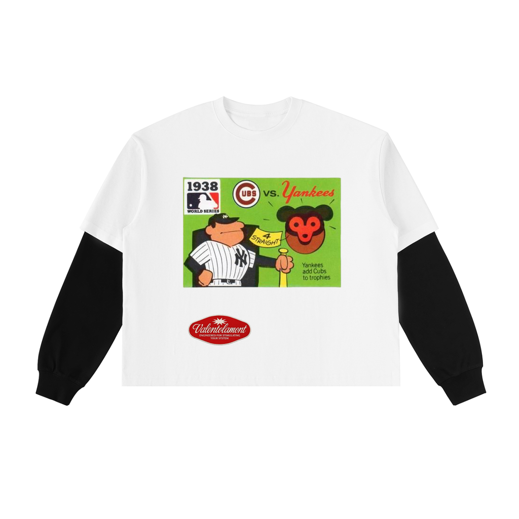 Layered Contrast Sleeve Cotton T-Shirt